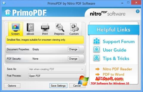Ekrano kopija PrimoPDF Windows 10
