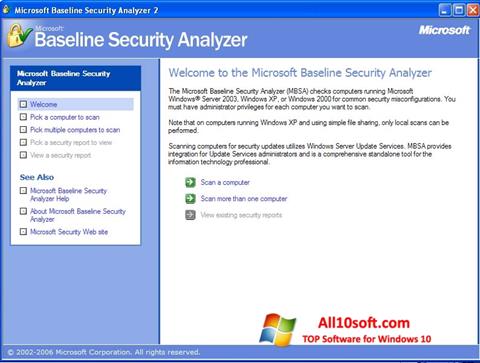 Ekrano kopija Microsoft Baseline Security Analyzer Windows 10