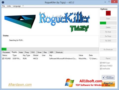 Ekrano kopija RogueKiller Windows 10