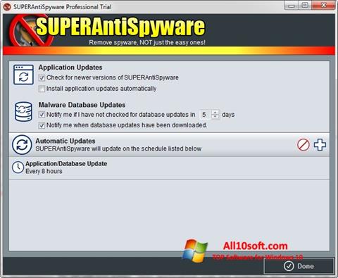 Ekrano kopija SUPERAntiSpyware Windows 10