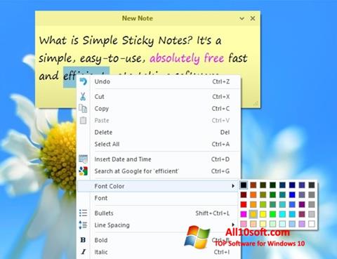Ekrano kopija Simple Sticky Notes Windows 10