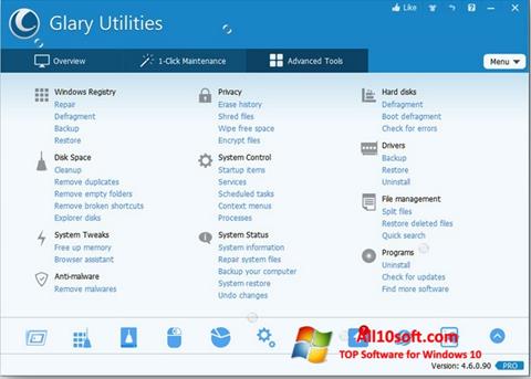 Ekrano kopija Glary Utilities Pro Windows 10