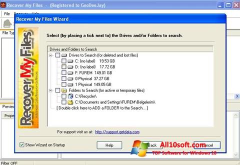 Ekrano kopija Recover My Files Windows 10