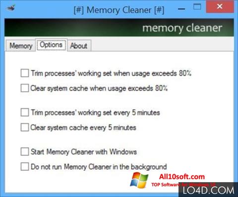 Ekrano kopija Memory Cleaner Windows 10