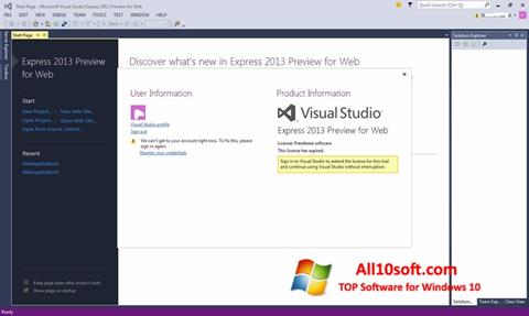 Ekrano kopija Microsoft Visual Studio Windows 10