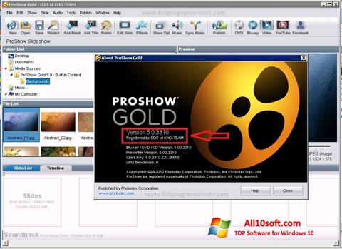 Ekrano kopija ProShow Gold Windows 10