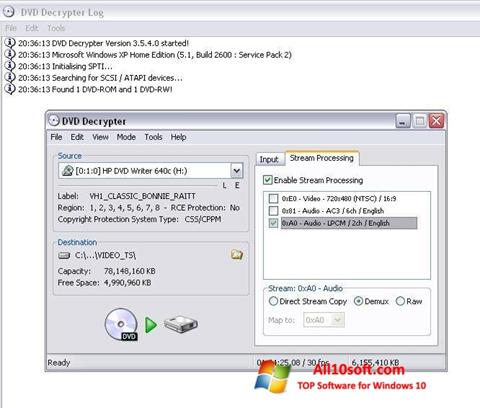 Ekrano kopija DVD Decrypter Windows 10