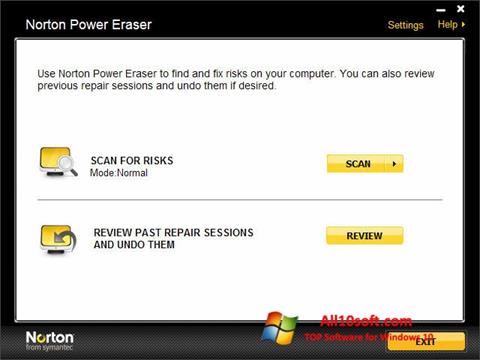 Ekrano kopija Norton Power Eraser Windows 10