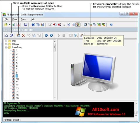 Ekrano kopija PE Explorer Windows 10