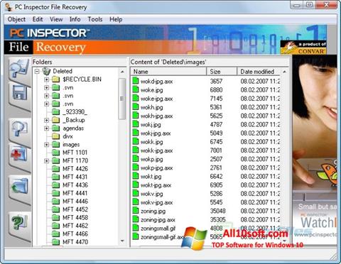 Ekrano kopija PC Inspector File Recovery Windows 10