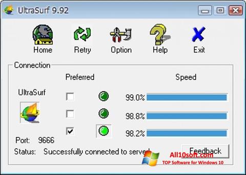 Ekrano kopija UltraSurf Windows 10