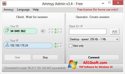 Ekrano kopija Ammyy Admin Windows 10