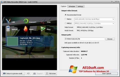 Ekrano kopija AVS Video Recorder Windows 10