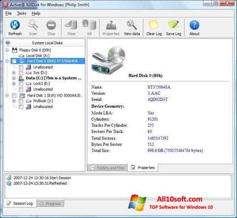 Ekrano kopija Active KillDisk Windows 10