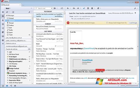 Ekrano kopija Opera Mail Windows 10
