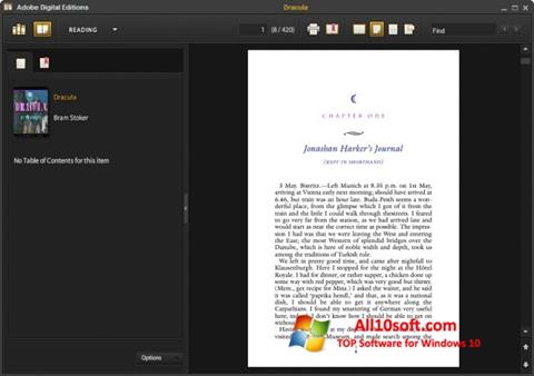Ekrano kopija Adobe Digital Editions Windows 10