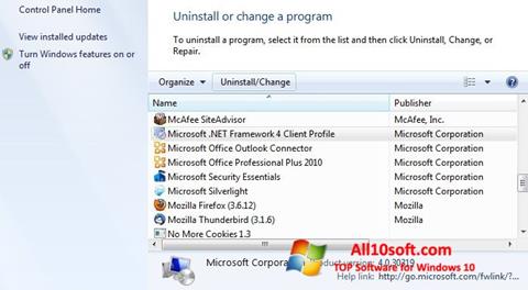 Ekrano kopija Microsoft .NET Framework Windows 10