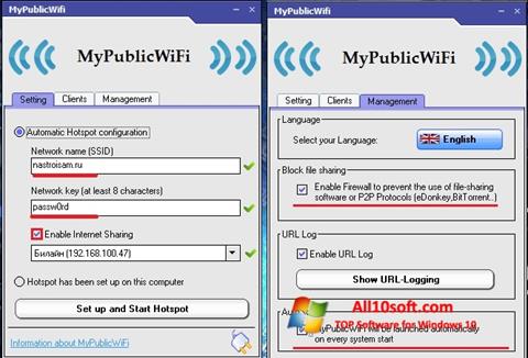 Ekrano kopija MyPublicWiFi Windows 10