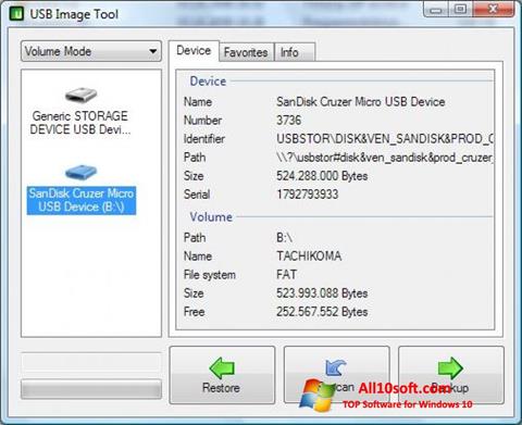 Ekrano kopija USB Image Tool Windows 10