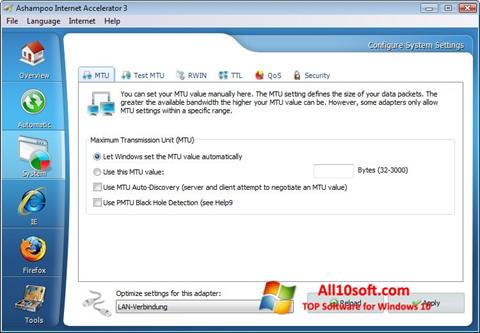 Ekrano kopija Ashampoo Internet Accelerator Windows 10