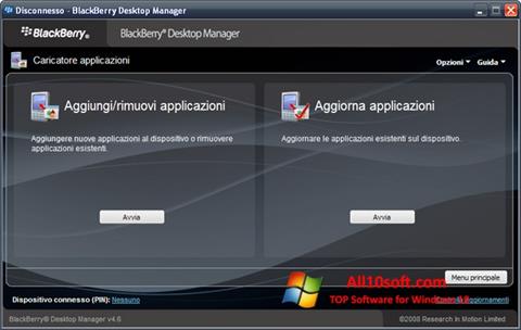 Ekrano kopija BlackBerry Desktop Manager Windows 10