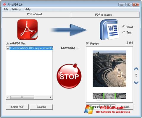 Ekrano kopija First PDF Windows 10