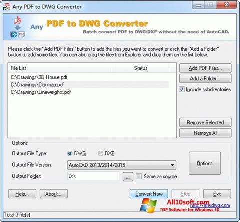 Ekrano kopija PDF to DWG Converter Windows 10