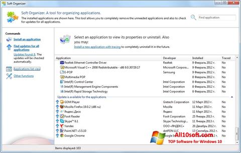 Ekrano kopija Soft Organizer Windows 10