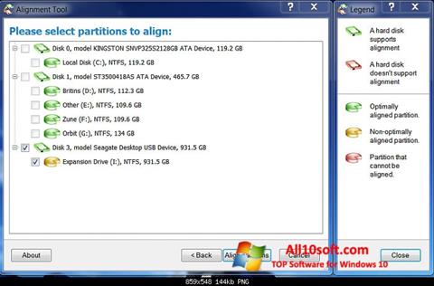 Ekrano kopija Paragon Alignment Tool Windows 10