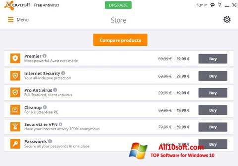 Ekrano kopija Avast Free Antivirus Windows 10