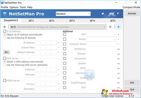 Ekrano kopija NetSetMan Windows 10