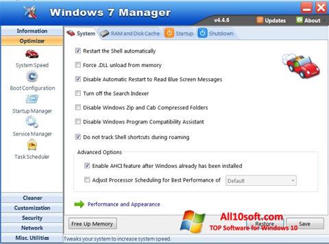 Ekrano kopija Windows 7 Manager Windows 10