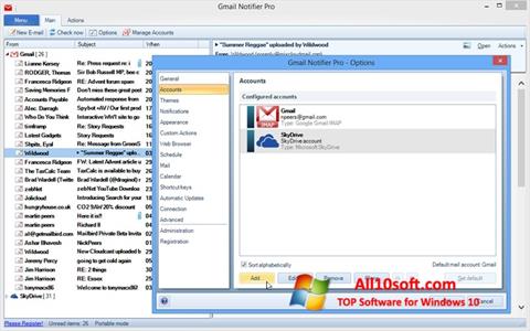 Ekrano kopija Gmail Notifier Windows 10