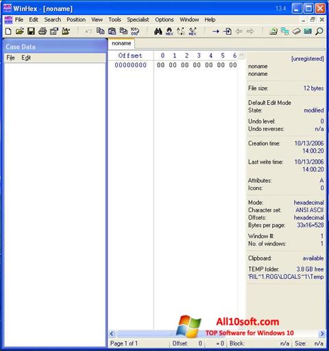 Ekrano kopija WinHex Windows 10