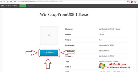Ekrano kopija WinSetupFromUSB Windows 10