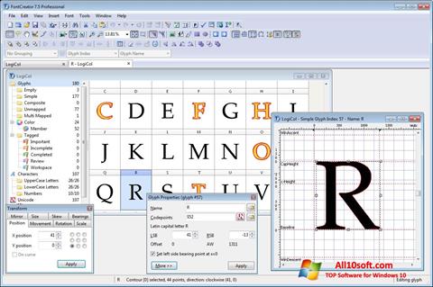 Ekrano kopija Font Creator Windows 10