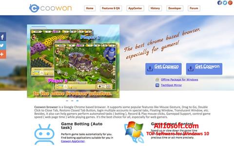 Ekrano kopija Coowon Browser Windows 10