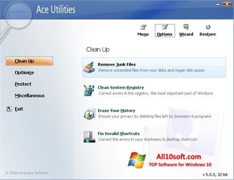Ekrano kopija Ace Utilities Windows 10