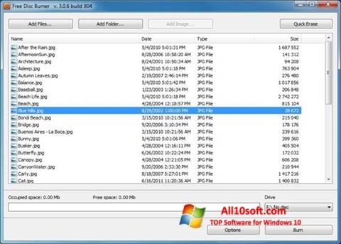 Ekrano kopija Free Disc Burner Windows 10