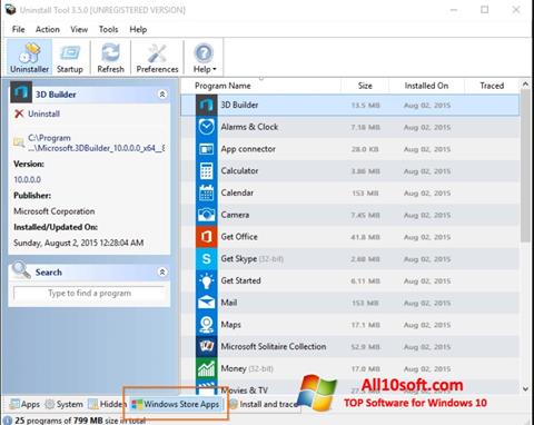 Ekrano kopija Uninstall Tool Windows 10