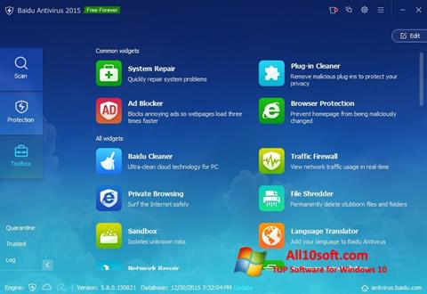 Ekrano kopija Baidu Antivirus Windows 10