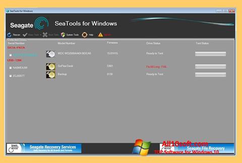 Ekrano kopija Seagate SeaTools Windows 10