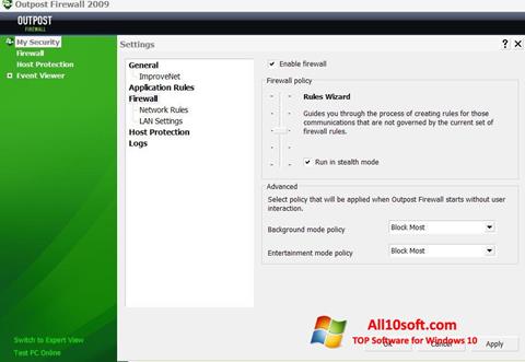 Ekrano kopija Outpost Firewall Free Windows 10
