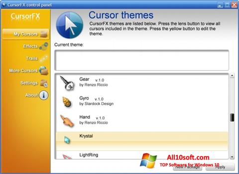 Ekrano kopija CursorFX Windows 10