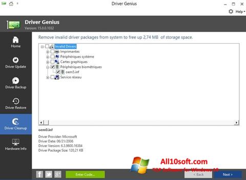 Ekrano kopija Driver Genius Windows 10