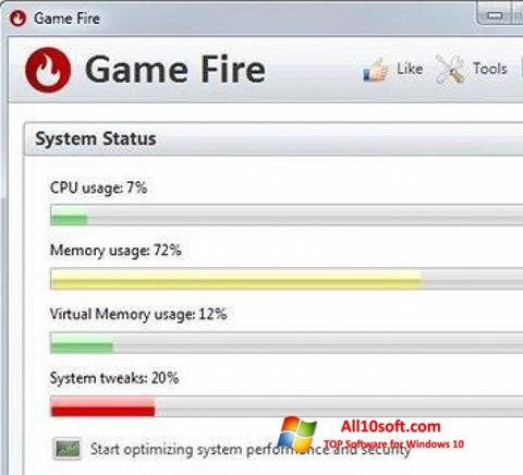 Ekrano kopija Game Fire Windows 10