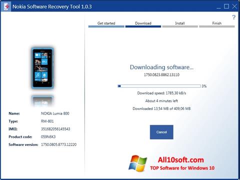Ekrano kopija Nokia Software Recovery Tool Windows 10