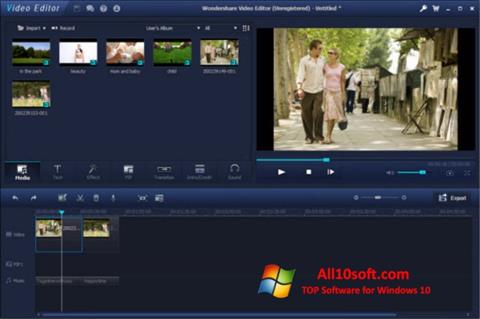 Ekrano kopija Wondershare Video Editor Windows 10