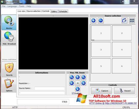 Ekrano kopija webcamXP Windows 10