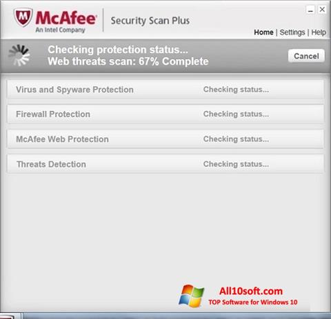 Ekrano kopija McAfee Security Scan Plus Windows 10
